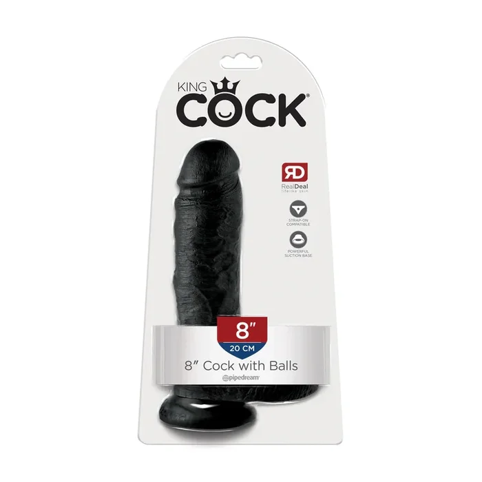 King Cock 8″ Cock with Balls Black