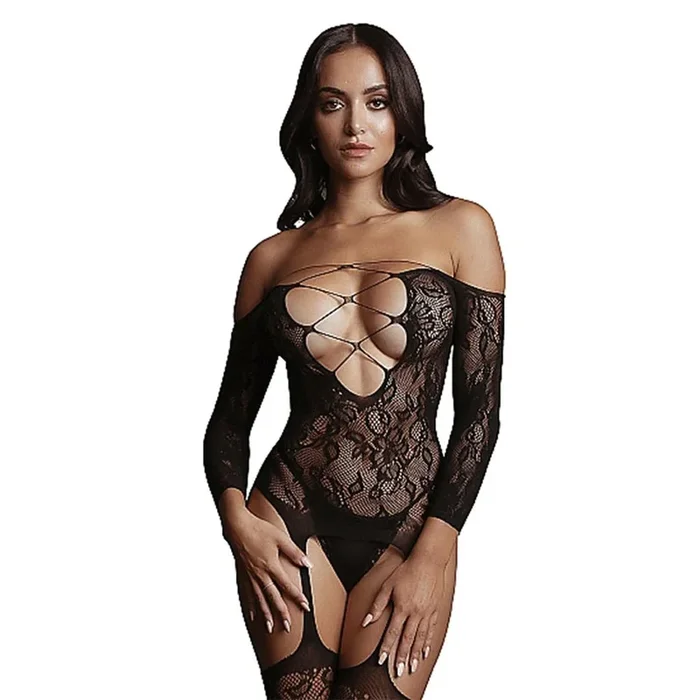 Le Désir Black Criss Cross Bodystocking