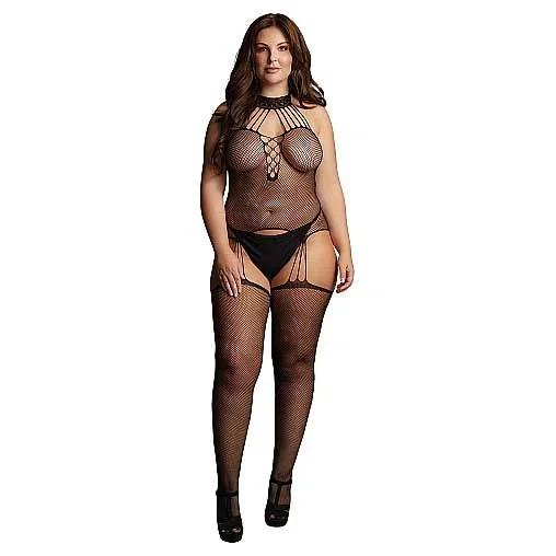 Le Desir Suspender Fishnet Choker Bodystocking