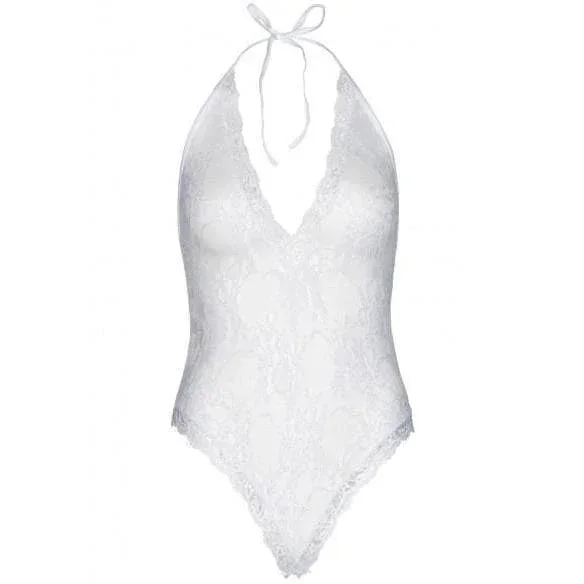 Leg Avenue Floral Deep-V Teddy With Matching Stockings (2 Piece)