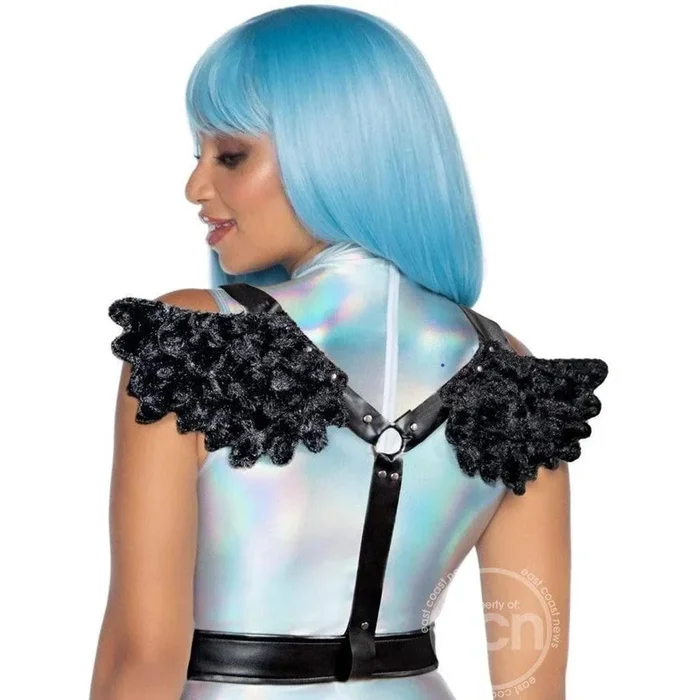 Leg Avenue Furry Angel Wing Body Harness One Size Black