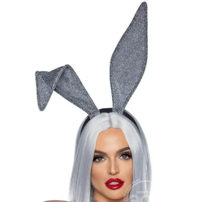Leg Avenue Glitter Bunny Ears One Size Silver