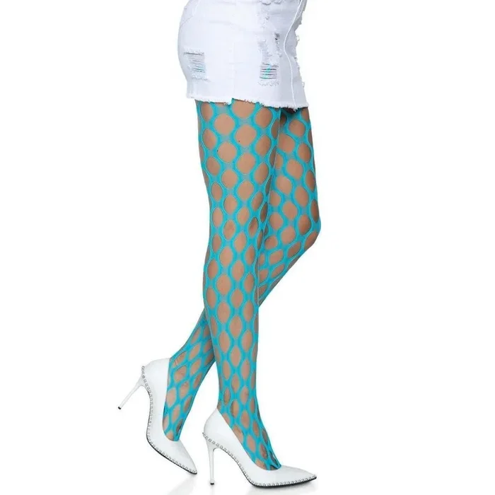 Leg Avenue Jumbo Pothole Net Tights Neon Blue