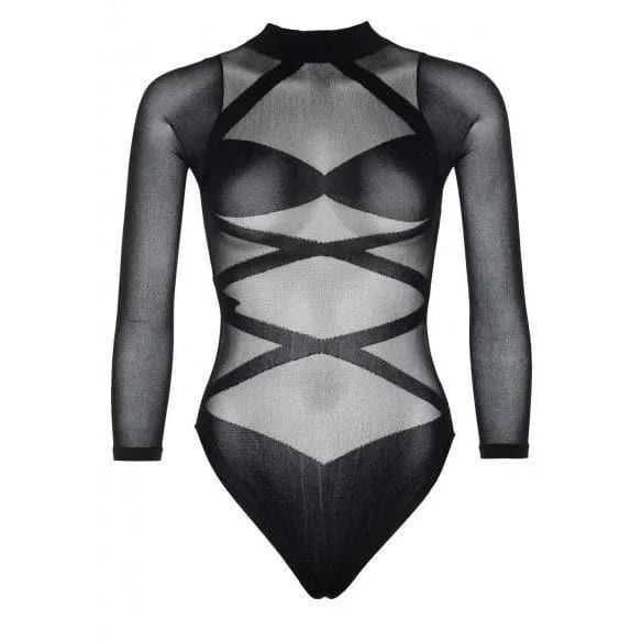 Leg Avenue Sheer Criss Cross Body Suit With Matching Thigh Senior High School 2pc