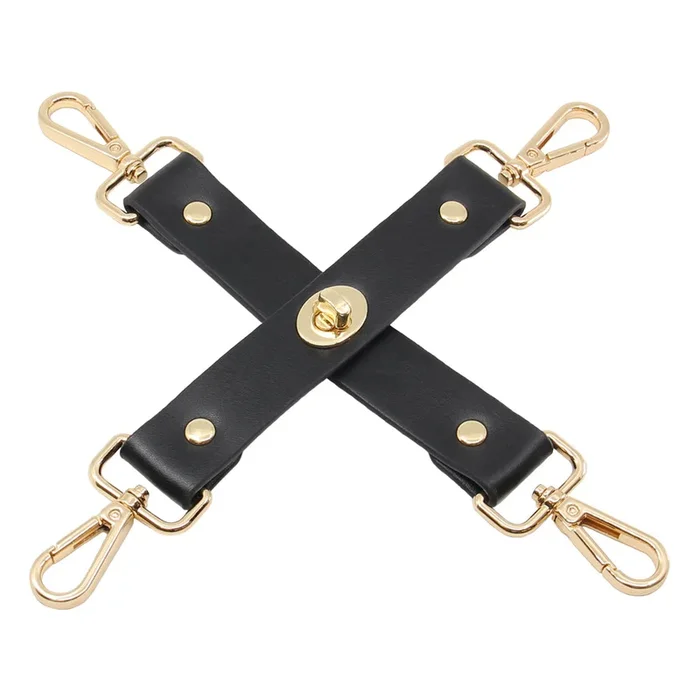 Love In Leather Faux Leather Black Restraint Joins – Gold