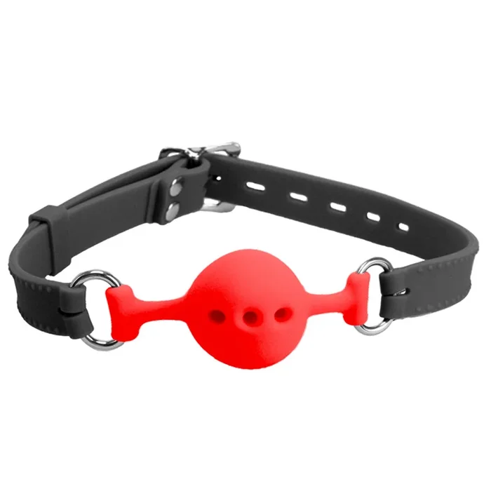 Love In Leather Silicone Breathable Ball Gag – Black/Red