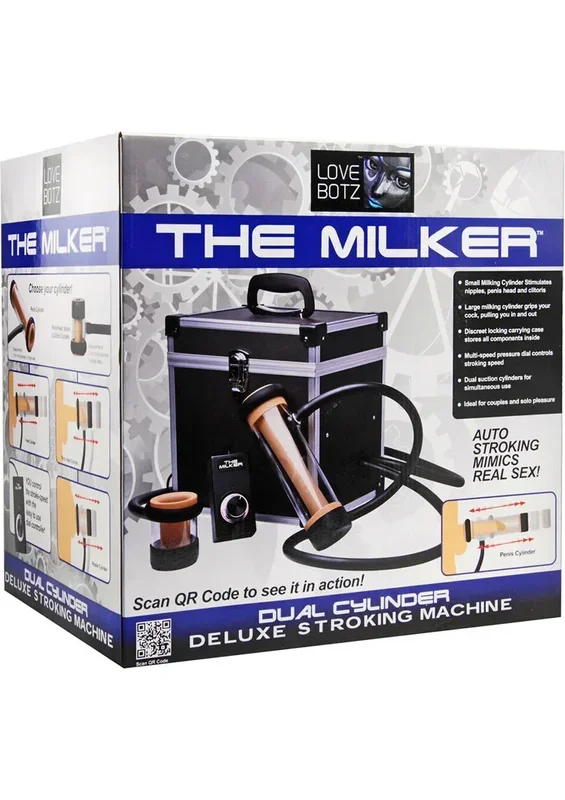 LoveBotz The Milker Dual Cylinder Deluxe Stroking Machine with Wired Remote Control
