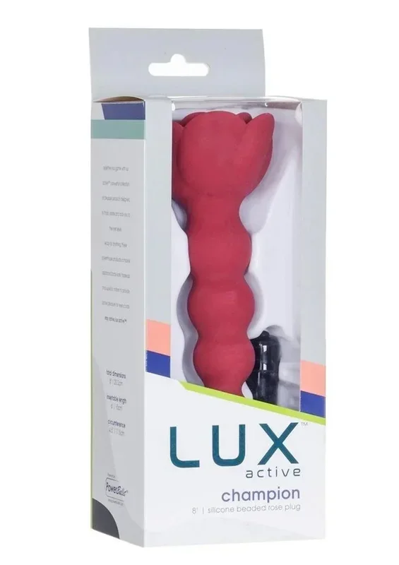 Lux Active Champion Rose Rechargeable Silicone Beaded Anal Probe with Bonus Bullet