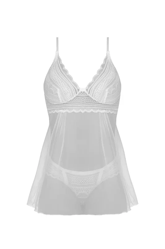 Magic Silk Modern Romance Babydoll & Thong White