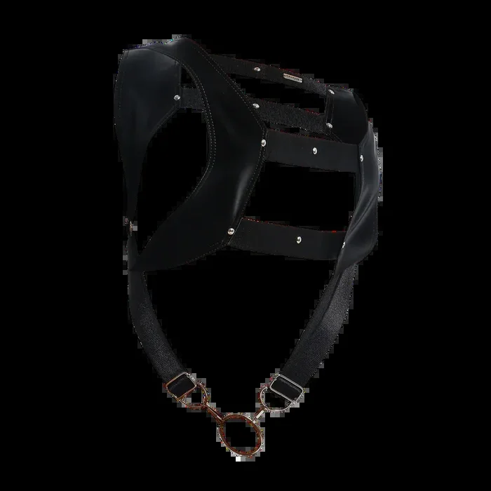 Male Basics Dngeon Leather Crop Top Harness w Penis Ring Animal Print Mamba One Size