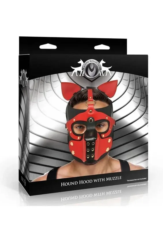 Master Series Vegan Leather Hound Hood with Removable Muzzle