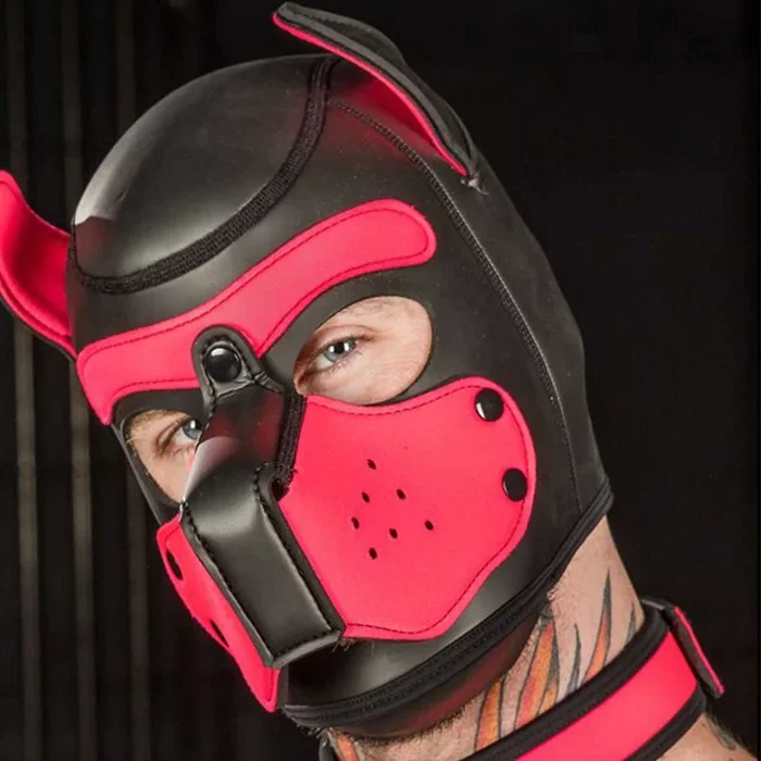 Mr S Leather Neoprene Puppy Collar Pink Black