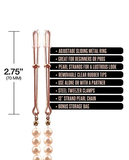 Nixie Pearl Drop Tweezer Nipple Clamps – Rose Gold