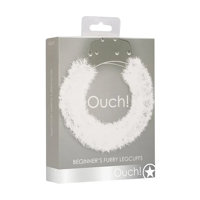 Ouch! Beginner’s Furry Leg Cuffs With Quick-Release White