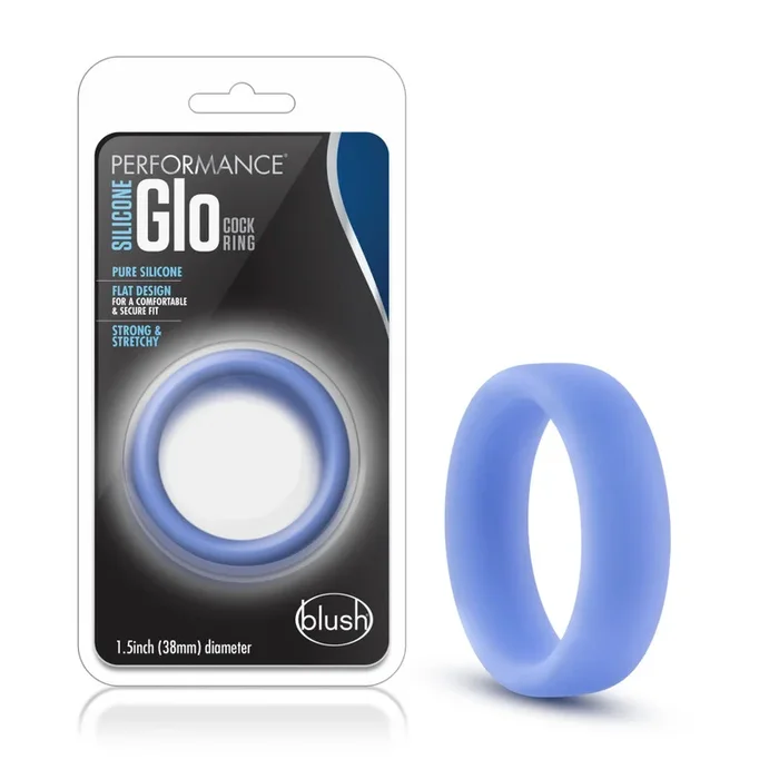Performance By Blush® | Glo: Glow In The Dark Blue Penis Ring – Made with Puria™ Silicone
