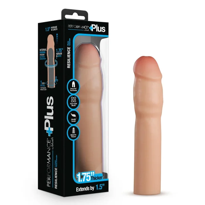 Performance Plus By Blush® | Resilience 7 Inch Realistic Penis Extender Sleeve – Dual Density – Liquid Silicone – Beige