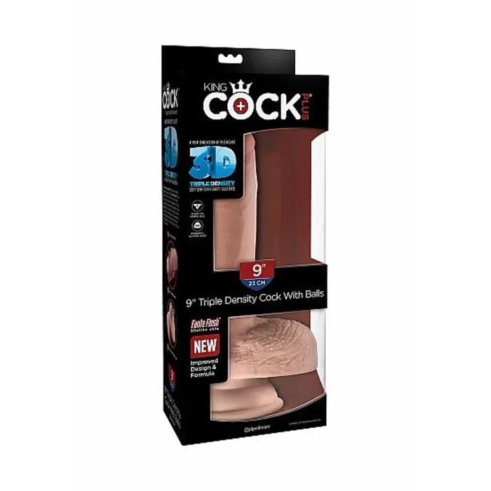 Pipedream King Cock PLUS 9 Inch Triple Density Dildo with Balls Flesh