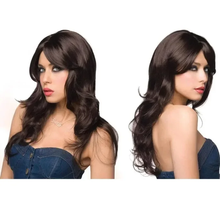 Pleasure Wigs Jessie Long Wavy Hair Bangless Wig Dark Brown