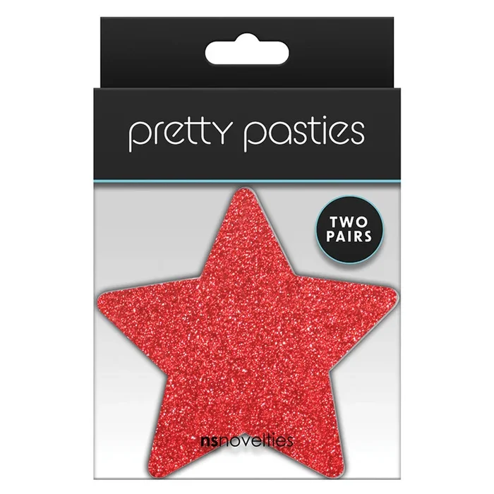 Pretty Pasties Glitter Stars-Red/Silve…