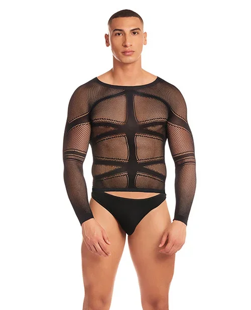 Rainbow Party Cam Boy Mesh 2 pc Set w/Thong – Black L/XL