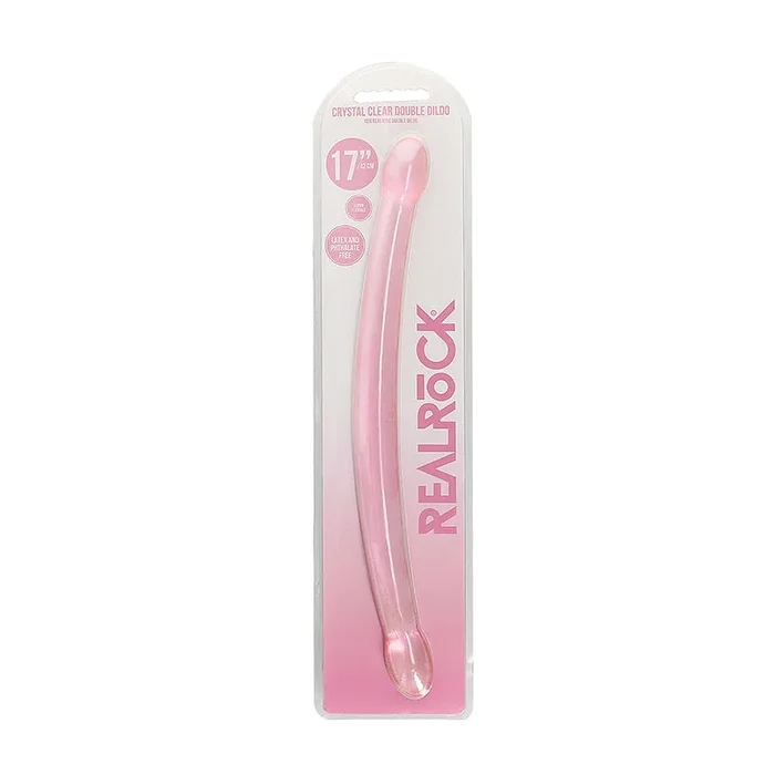 RealRock Crystal Clear Non-Realistic 17 Indiana. Double Dildo Pink