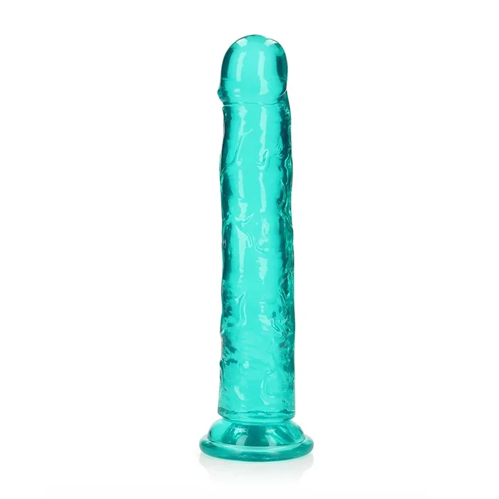 RealRock Crystal Clear Straight 10 indium. Dildo Without Balls Turquoise