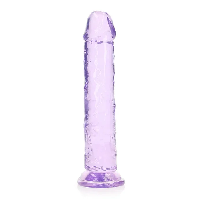 RealRock Crystal Clear Straight 9 Indiana. Dildo Without Balls Purple