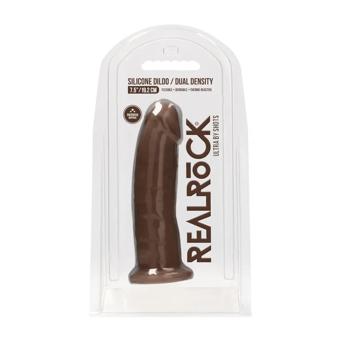 RealRock Ultra Realistic Dual Density Silicone 7.5 in. Bendable Dildo Brown