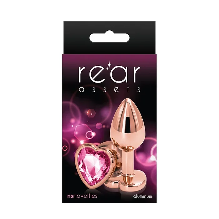 Rear Assets Rose Gold Heart Small Pink | Jewel Butt Plug