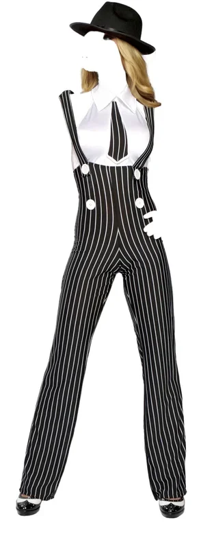Roma Costume 2 PC Gangsta Mama Top & Pants Black/Edward White