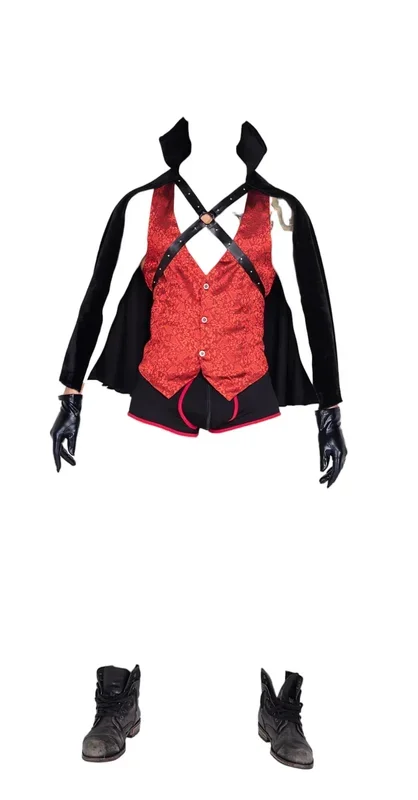 Roma Costume 3 PC Men’s Seduction Costume Vest with Cape & Shorts Black/Red