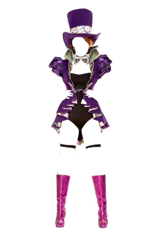 Roma Costume 4 PC As Excited As a Hatter Purple/Black