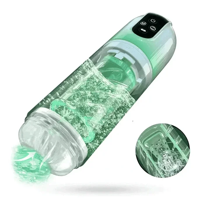 Rotating Tongue Licking Sucking Automatic Male Masturbator with Storm-Themed Water SPA Mode