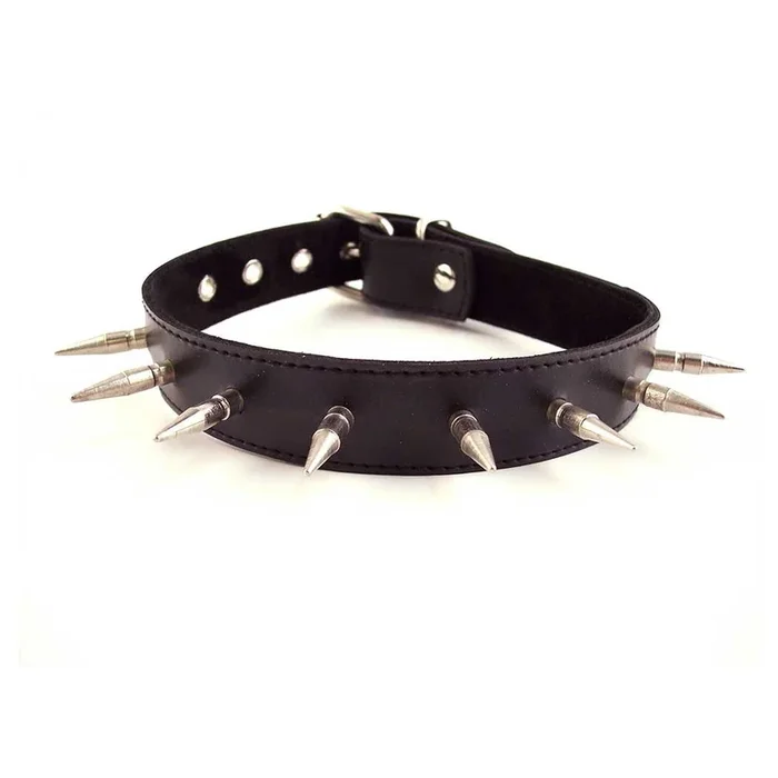 Rouge Leather Spiked Collar