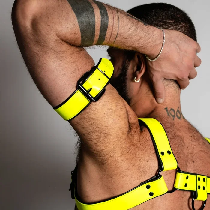 ruff GEAR Bold Leather Bicep Strap Neon Yellow