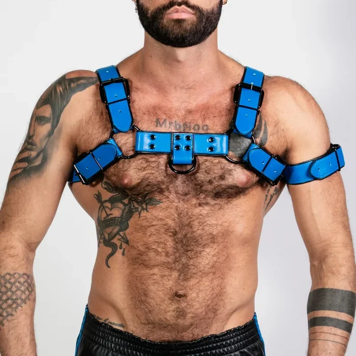 ruff GEAR Bold Leather Bulldog Harness Blue