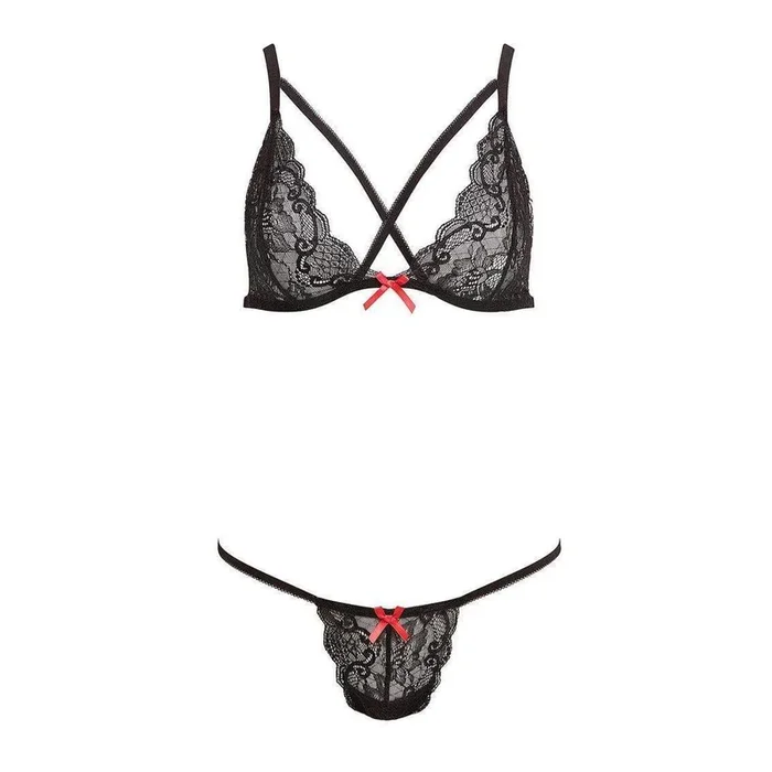 Scarcely Bare X Strap Bralette Set Black