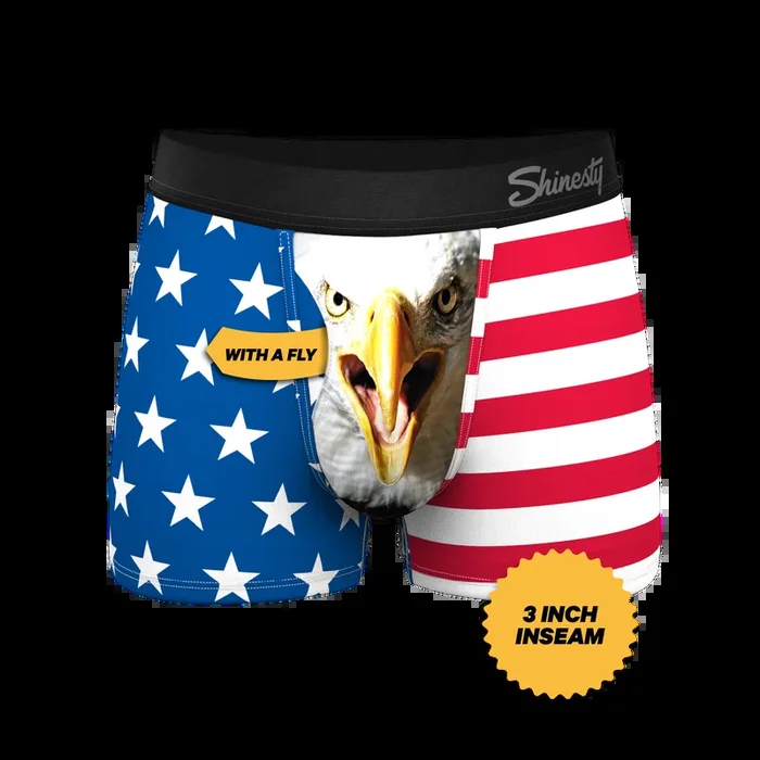 Shinesty The Mascot American Flag Ball Hammock Pouch Underwear with Fly Red/White/Blue