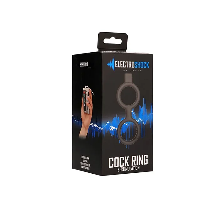Shots ElectroShock Remote-Manipulate E-Stimulation Silicone Cockring With Ball Strap Black