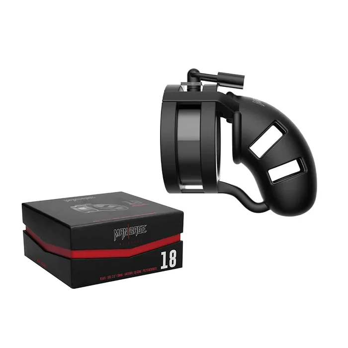Shots ManCage Model 18 Adjustable 3.5 atomic number 49. Silicone Ballsplitter Cock Cage Black
