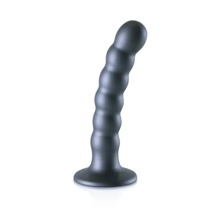Shots Ouch! Liquified Silicone Beaded G-Spot 5 Inch Dildo – Gun Metal
