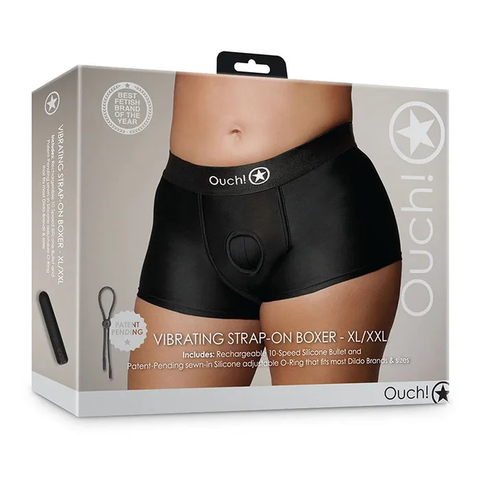 Shots Ouch! Resonate Strap-on Boxer Black XL/2XL