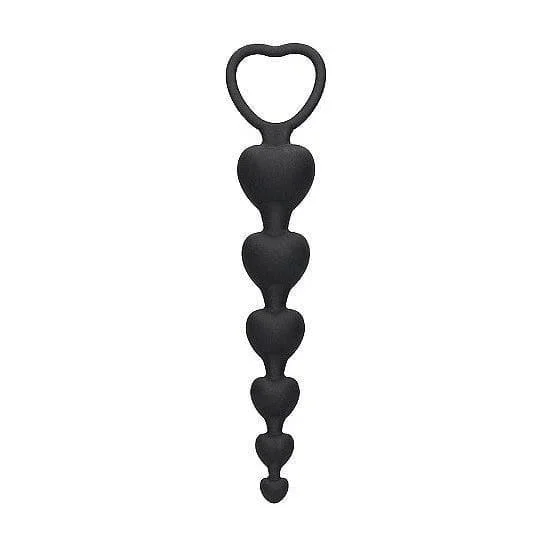 Shots Ouch! Silicone Anal Heart Beads Black