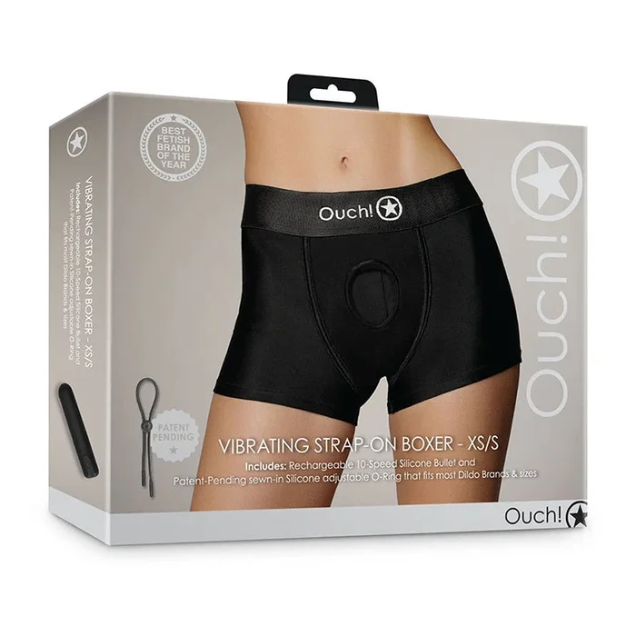 Shots Ouch! Vibrate Strap-on Boxer Black XS/S