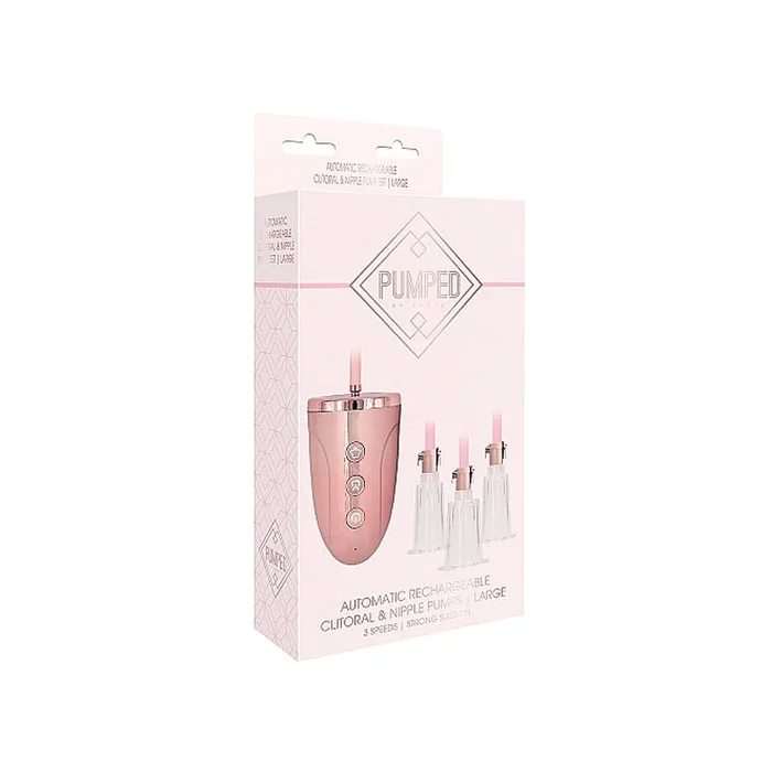 Shots Pumped Rechargeable 3-Speed Automatic Clitoral & Nipple Pumps Pink Heavy
