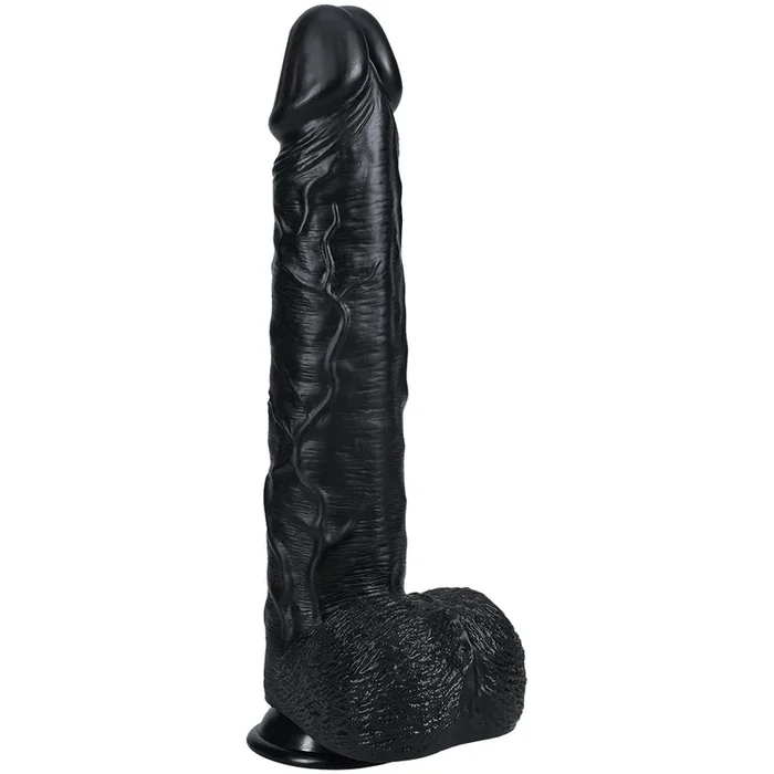 Shots Real Rock Realistic Straight Dildo With Balls 14 Inch – Black