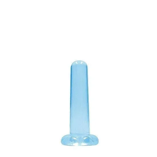 Shots RealRock Crystal Clear Non-Realistic 5 in Straight Dildo With Suction Cup Blue