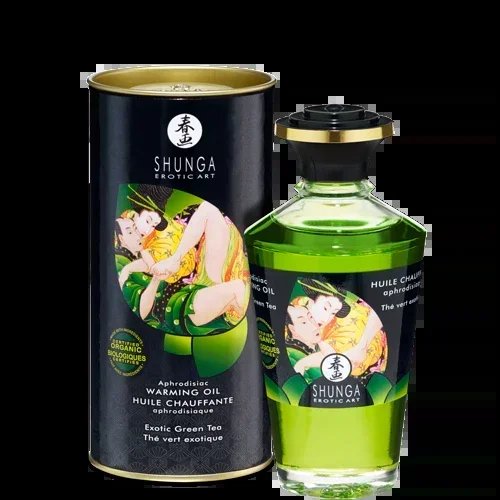 Shunga Intimate Kisses Aphrodisiac Organica Massage Oil Exotic Green Tea 3.5 Oz