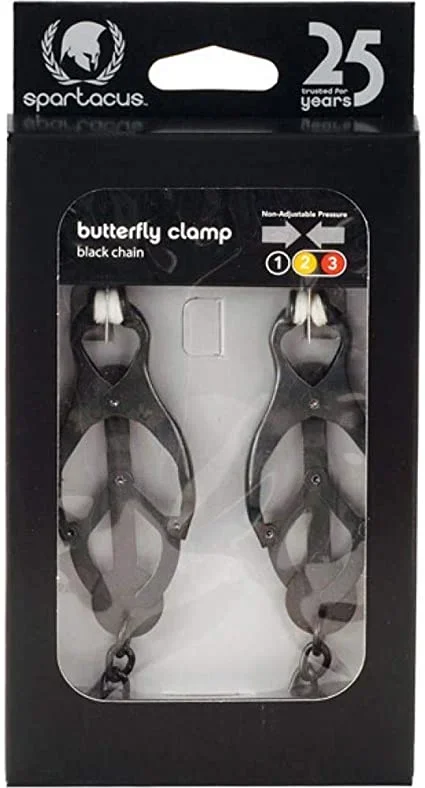 Spartacus Black Butterfly Style Nipple Clamps w/Chain