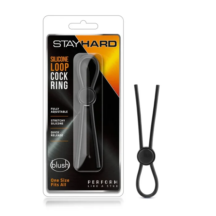 Stay Hard By Blush® | Black Silicone Loop Penis Ring